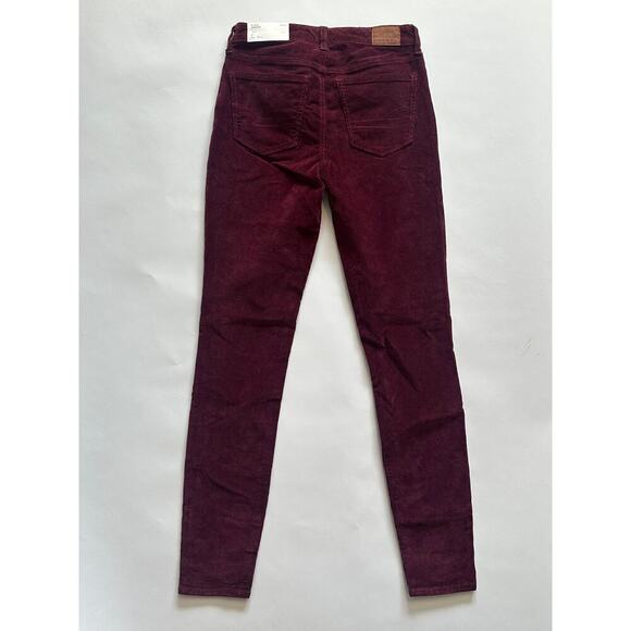 American Eagle Hi-Rise Jegging Jeans Size 2 Long Burgundy Corduroy nwt - Picture 1 of 5
